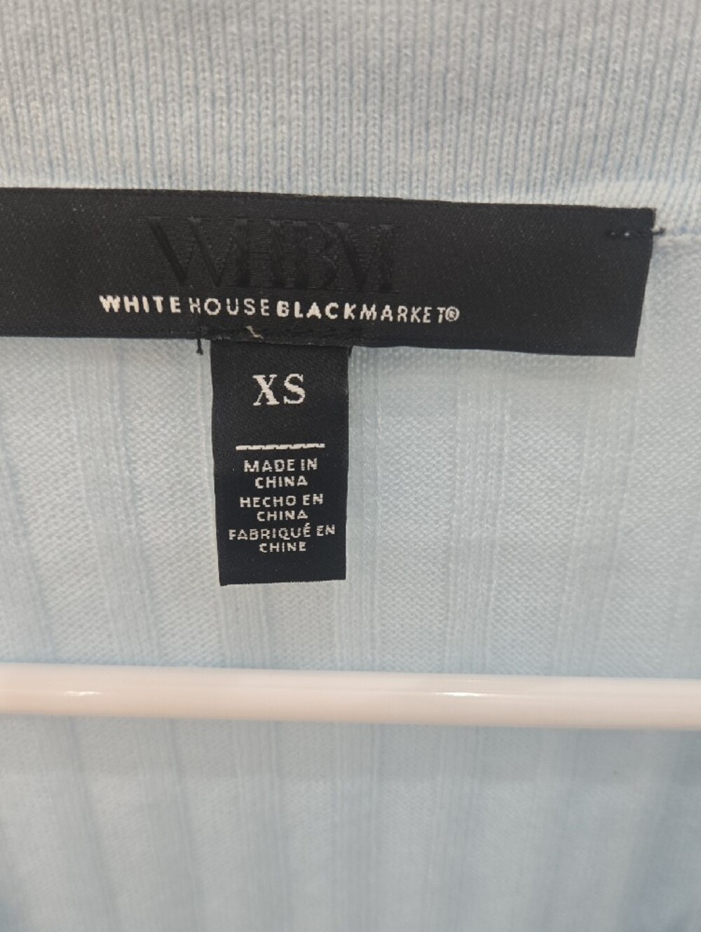 White House Black Market Light Blue Ribbed Collared Button Tee - Picture 2 of 3